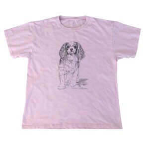 L vintage Pink Dog cocker Spaniel Graphic Tee by Port & Company.